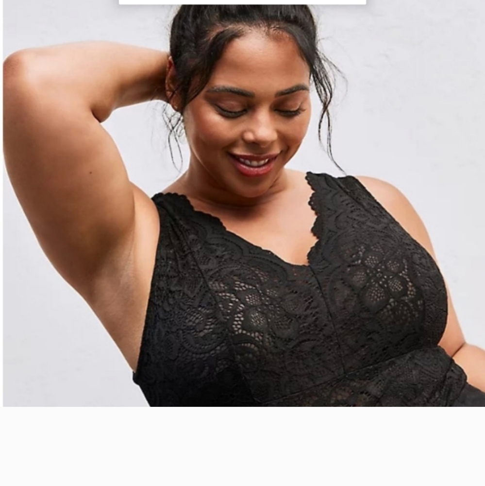 Torrid Sheer Black Lace Body Suit